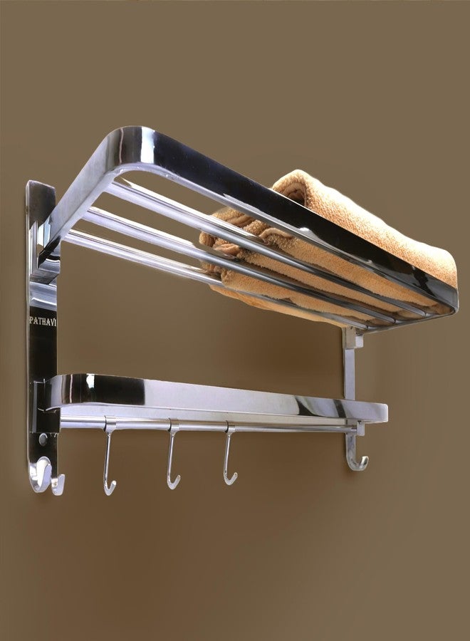 Pathavi Stainless Steel Towel Rack for Bathroom - Wall Mounted, Rust-Resistant Towel Bar for Bath & Kitchen - Space Saving Modern Towel Holder (24 Inch-Chrome Finish, Pack of 1) - Image 1